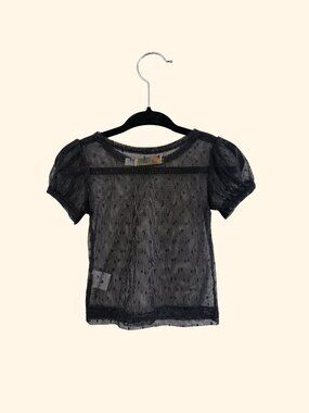Baby Paush Black Mesh Princess Sleeve Top | Size 9-12M